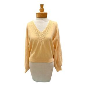 Ellen Tracy Soft Butter Yellow  V-Neck Sweater
